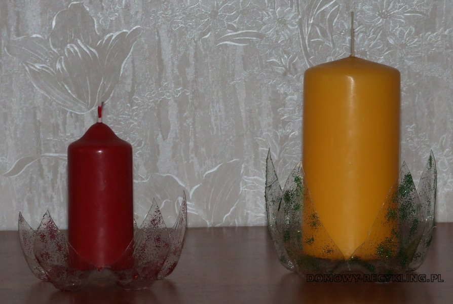 Ozdoba na świece z plastikowych butelek